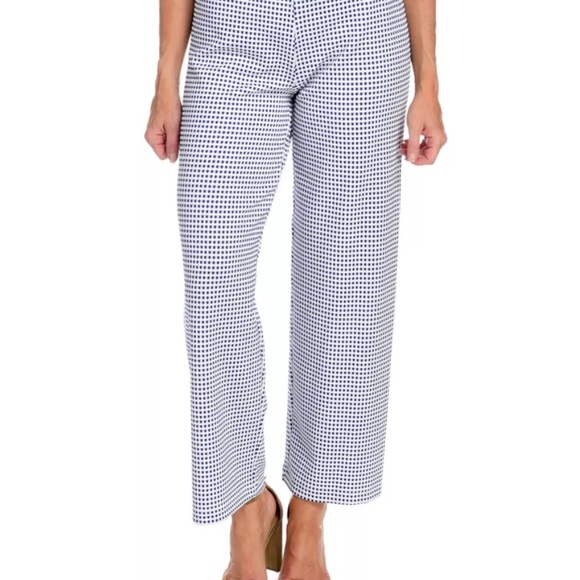 Marc Bouwer Gingham Flutter Sleeve V Neck A Line Blouse/Pant Set Sz M Top/S Pant - Picture 2 of 10